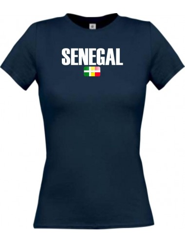 Lady T-Shirt Fußball Ländershirt Senegal, navy, L