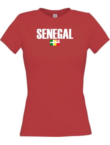 Lady T-Shirt Fußball Ländershirt Senegal, rot, L