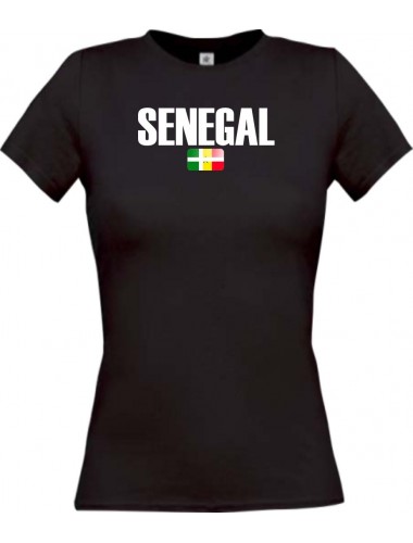 Lady T-Shirt Fußball Ländershirt Senegal, schwarz, L