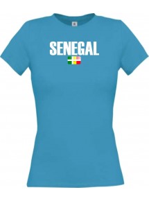 Lady T-Shirt Fußball Ländershirt Senegal, türkis, L