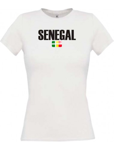Lady T-Shirt Fußball Ländershirt Senegal, weiss, L