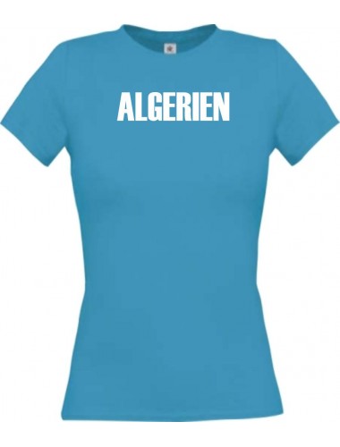 Lady T-Shirt Fußball Ländershirt Algerien, türkis, L