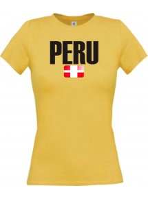 Lady T-Shirt Fußball Ländershirt Peru, gelb, L