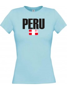 Lady T-Shirt Fußball Ländershirt Peru, hellblau, L