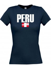 Lady T-Shirt Fußball Ländershirt Peru, navy, L