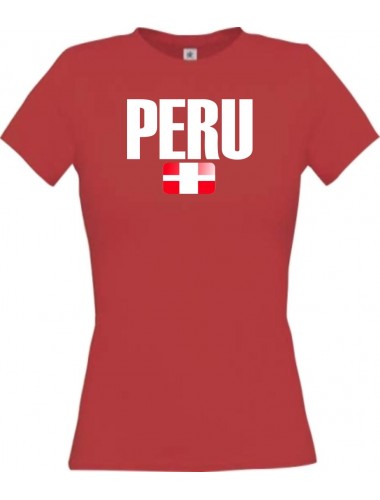 Lady T-Shirt Fußball Ländershirt Peru, rot, L