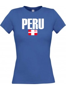 Lady T-Shirt Fußball Ländershirt Peru, royal, L
