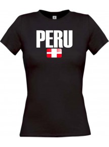 Lady T-Shirt Fußball Ländershirt Peru, schwarz, L