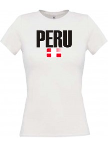 Lady T-Shirt Fußball Ländershirt Peru, weiss, L