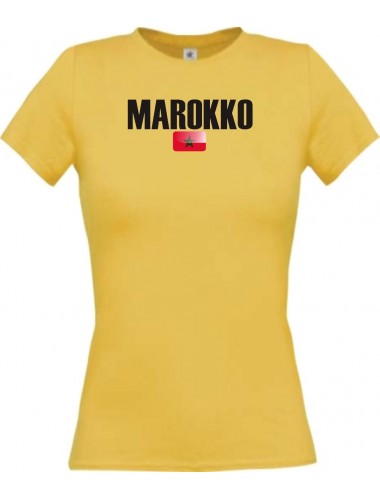 Lady T-Shirt Fußball Ländershirt Marokko, gelb, L
