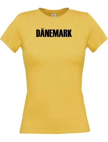 Lady T-Shirt Fußball Ländershirt Dänemark, gelb, L