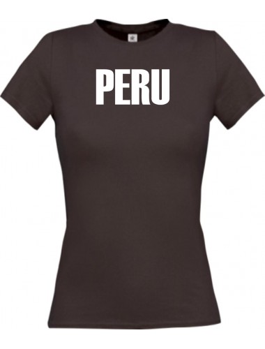 Lady T-Shirt Fußball Ländershirt Peru, braun, L