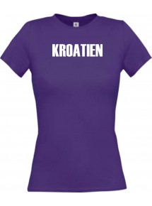 Lady T-Shirt Fußball Ländershirt Kroatien, lila, L