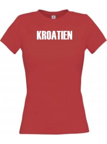 Lady T-Shirt Fußball Ländershirt Kroatien, rot, L