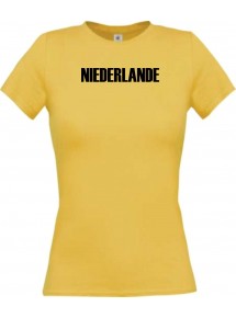 Lady T-Shirt Fußball Ländershirt Niederlande, gelb, L