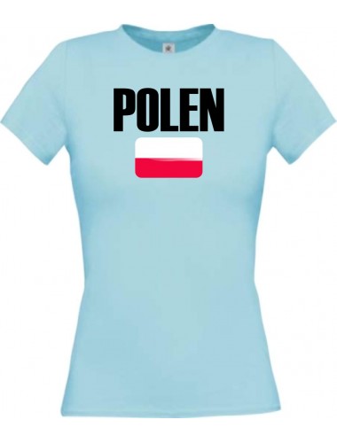 Lady T-Shirt Fußball Ländershirt Polen, hellblau, L