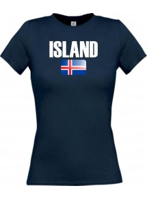 Lady T-Shirt Fußball Ländershirt Island, navy, L