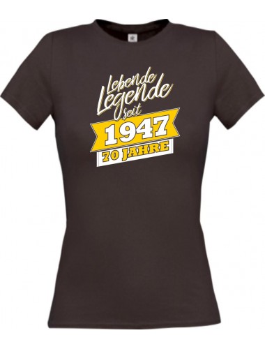 Lady T-Shirt Lebende Legenden seit 1947 70 Jahre, braun, L