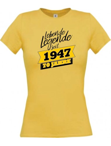Lady T-Shirt Lebende Legenden seit 1947 70 Jahre, gelb, L