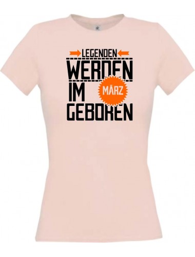 Lady T-Shirt Legenden werden im MÄRZ geboren, rosa, L