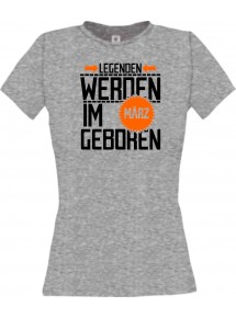 Lady T-Shirt Legenden werden im MÄRZ geboren, sportsgrey, L