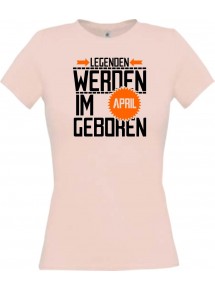 Lady T-Shirt Legenden werden im APRIL geboren, rosa, L
