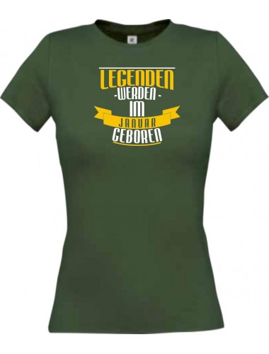 Lady T-Shirt Legenden werden im JANUAR geboren, gruen, L