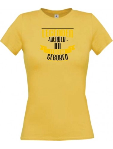 Lady T-Shirt Legenden werden im FEBRUAR geboren, gelb, L