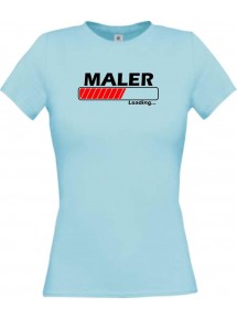 Lady T-Shirt Maler Loading hellblau, L