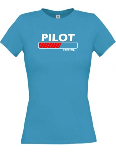 Lady T-Shirt Pilot Loading türkis, L