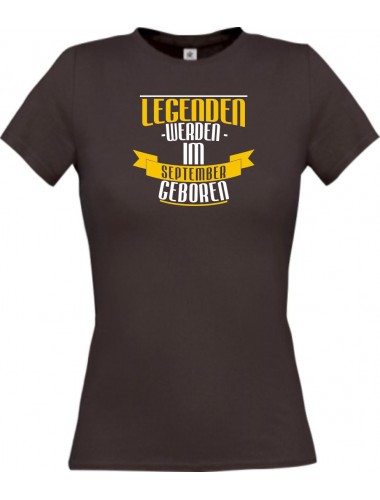 Lady T-Shirt Legenden werden im SEPTEMBER geboren, braun, L