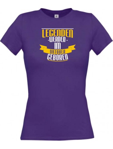 Lady T-Shirt Legenden werden im OKTOBER geboren, lila, L