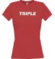 Lady T-Shirt Bayern Triple Gewinner Sieger kult, rot, L