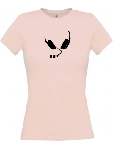Lady T-Shirt Rap Musik Kopfhörer Headphone Music Club Kult Club kult, rosa, L