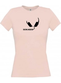 Lady T-Shirt Schlager Musik Kopfhörer Headphone Music Club Kult Club kult, rosa, L
