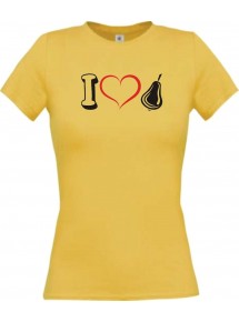 Lady T-Shirt Obst I love Birne, gelb, L