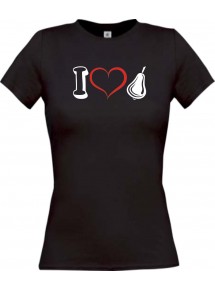 Lady T-Shirt Obst I love Birne, schwarz, L