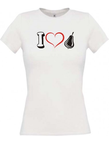 Lady T-Shirt Obst I love Birne, weiss, L