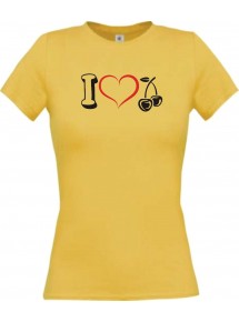 Lady T-Shirt Obst I love Kirschen, gelb, L