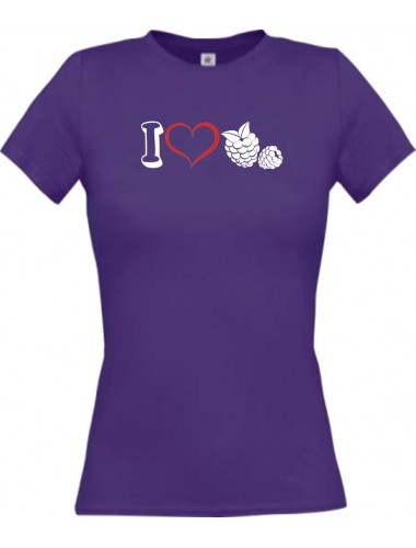 Lady T-Shirt Obst I love Brombeere, lila, L