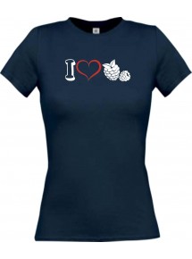 Lady T-Shirt Obst I love Brombeere, navy, L