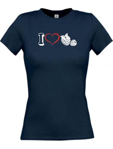 Lady T-Shirt Obst I love Brombeere, navy, L