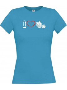 Lady T-Shirt Obst I love Brombeere, türkis, L