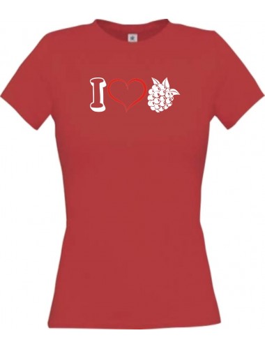 Lady T-Shirt Obst I love Brombeere, rot, L