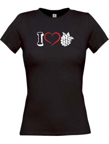 Lady T-Shirt Obst I love Brombeere, schwarz, L