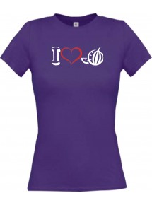 Lady T-Shirt Obst I love Apfelsine, lila, L