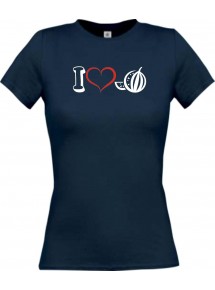 Lady T-Shirt Obst I love Apfelsine, navy, L