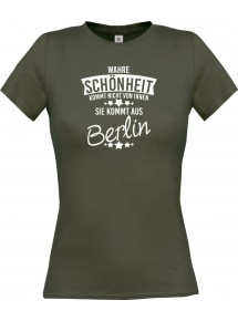Lady T-Shirt Wahre Schönheit kommt aus Berlin, grau, L