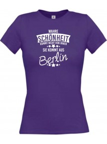 Lady T-Shirt Wahre Schönheit kommt aus Berlin, lila, L