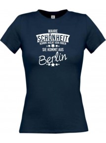 Lady T-Shirt Wahre Schönheit kommt aus Berlin, navy, L